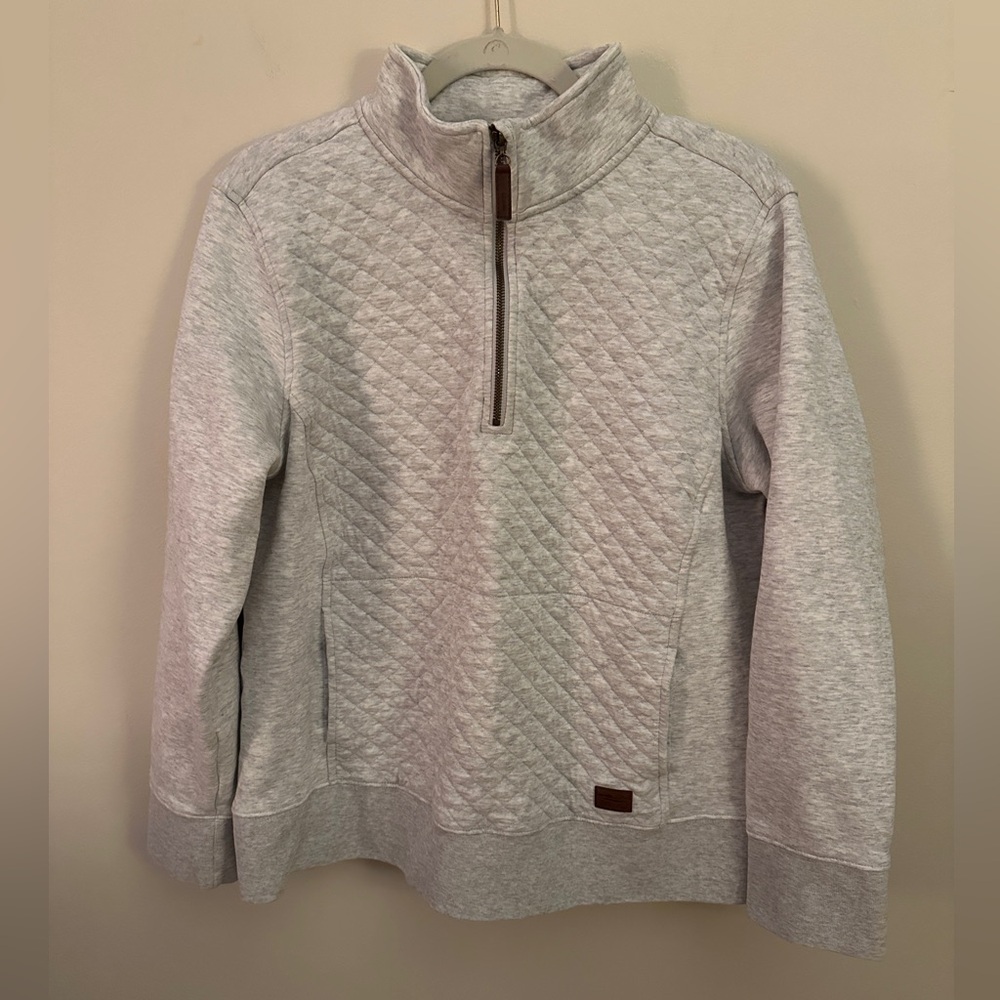 LL Bean light Heather gray quilted half quarter zip sweatshirt XLP petite